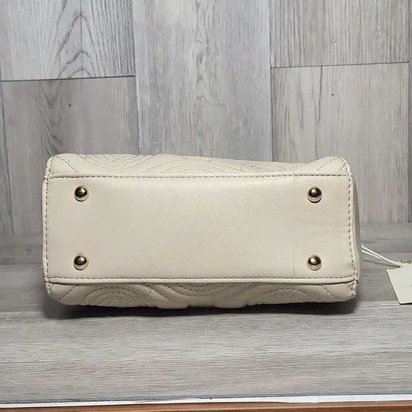 Valentino Orlandi Light Taupe Small Crossbody Purse Satchel Vegan Leather NEW - Picture 5 of 16